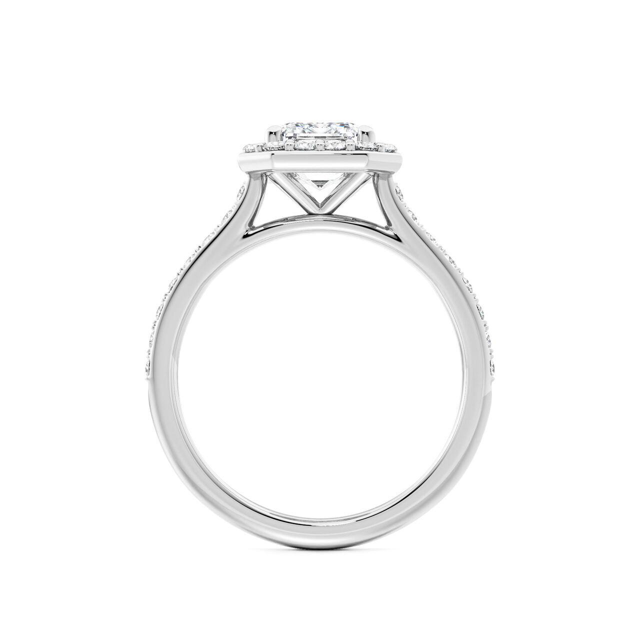 Birks Ros&eacute;e du Matin Cushion-Cut Diamond Engagement Ring with Halo and Pav&eacute; Band image number 3