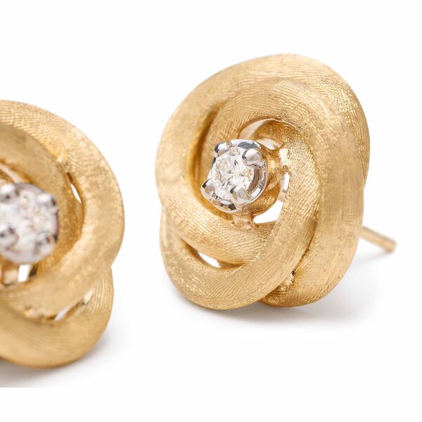 Jaipur Yellow Gold and Diamond Floral Stud Earrings