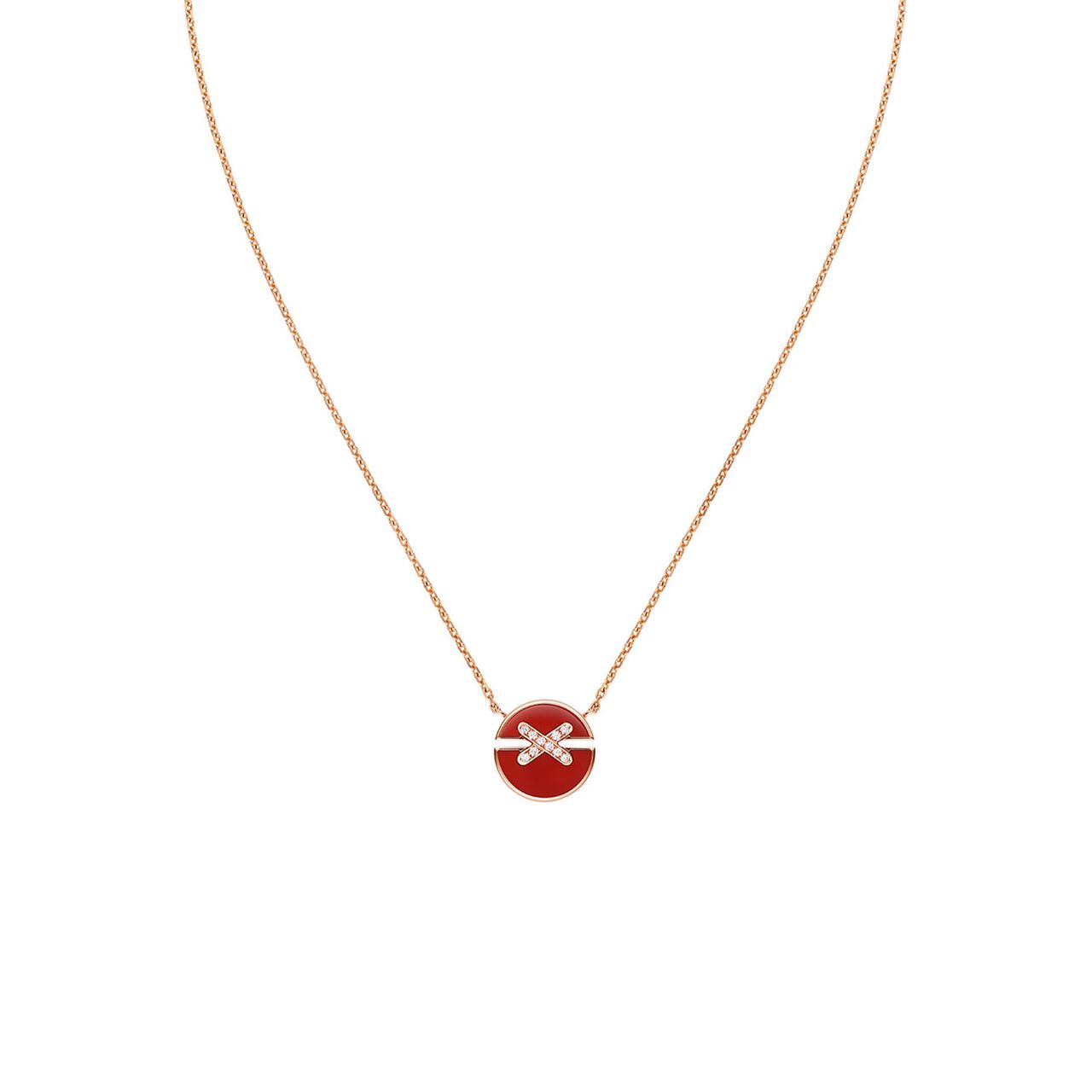 chaumet jeux de liens harmony small rose gold carnelian diamond necklace 084428 front image number 0