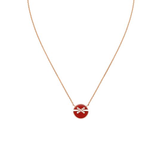 chaumet jeux de liens harmony small rose gold carnelian diamond necklace 084428 front image number 0