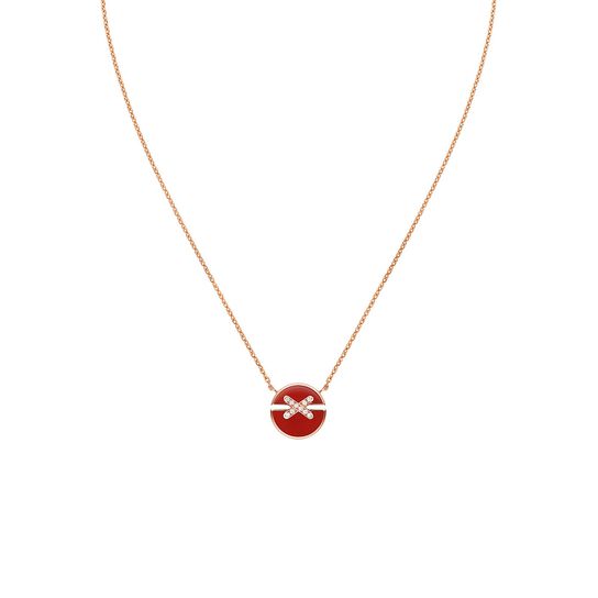 chaumet jeux de liens harmony small rose gold carnelian diamond necklace 084428 front image number 0