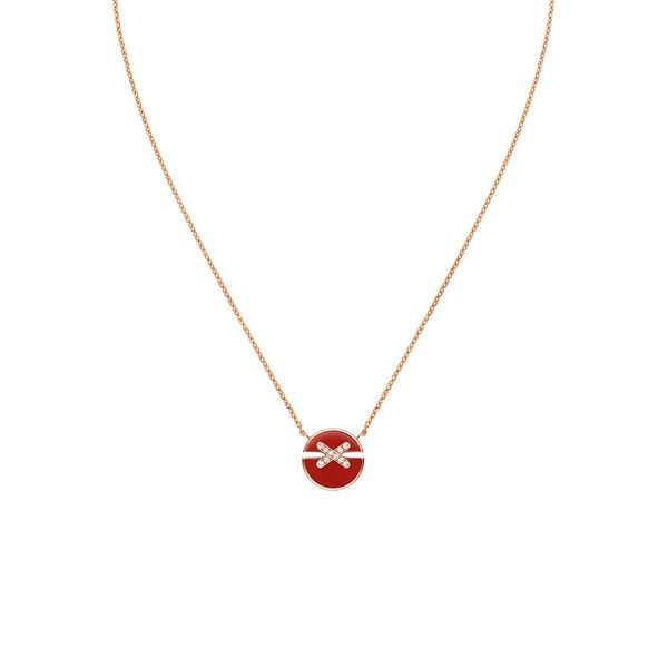Jeux De Liens Harmony Small Rose Gold Carnelian and Diamond Pendant