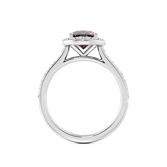 Birks Ros&eacute;e du Matin Oval-Cut Rhodolite Ring with Halo and Pav&eacute; Band image number 3