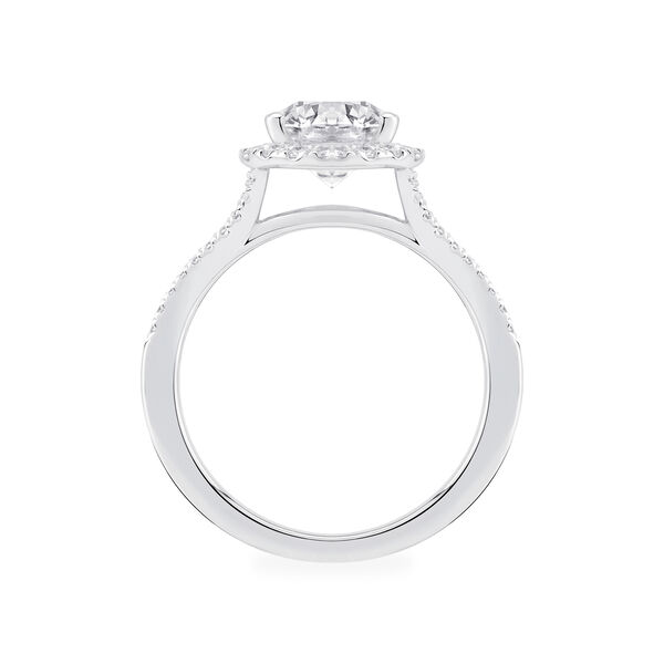 Round Solitaire Diamond Engagement Ring With Halo and Split Shank