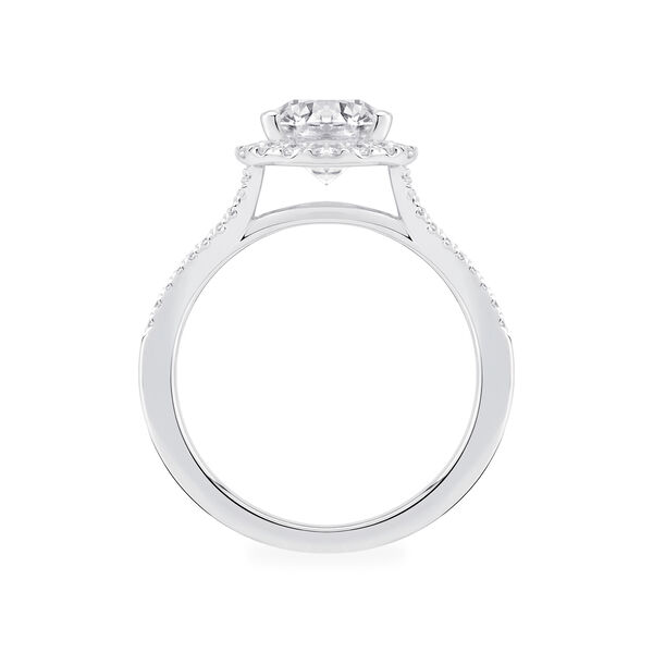 Round Solitaire Diamond Engagement Ring With Halo and Split Shank
