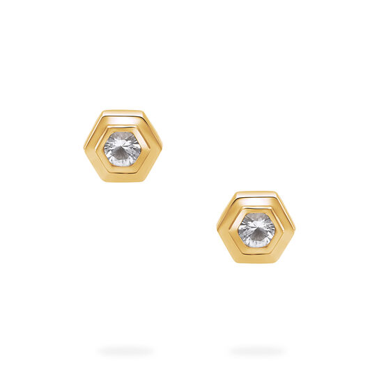 Birks Bee Chic Yellow Gold Birthstone Earrings, White Quartz image number 1