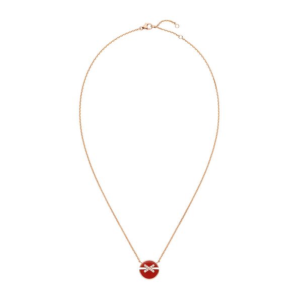 Jeux De Liens Harmony Small Rose Gold Carnelian and Diamond Pendant