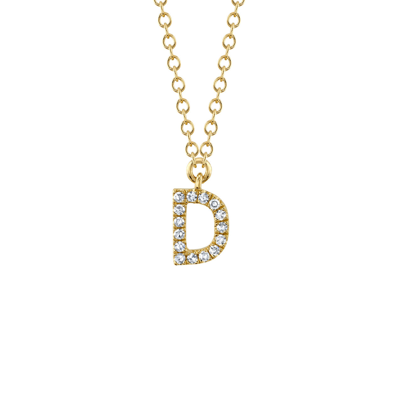 Shy Creation Initials YellOw Gold  and Diamond Pavé Letter D Necklace SC55007904-D image number 0