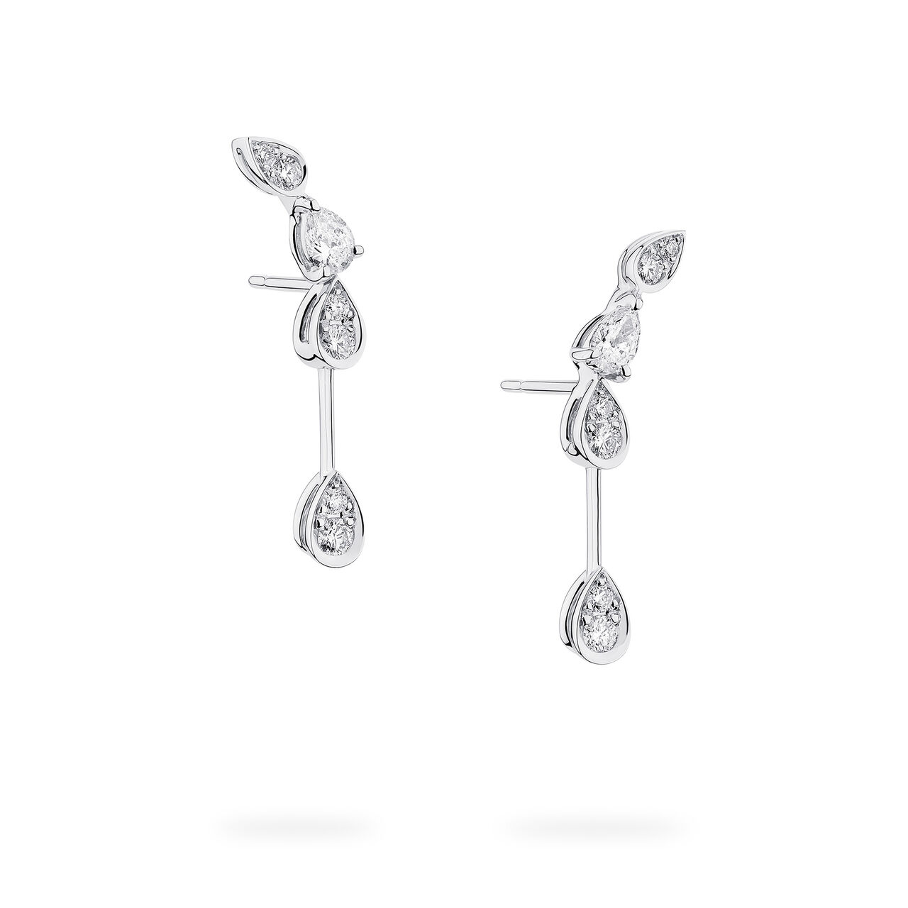 Side view of Birks Essentials Diamond Drop Earrings in white gold image number 2