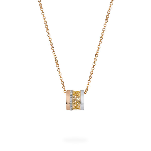 Tri-Gold Diamond Pendant Necklace