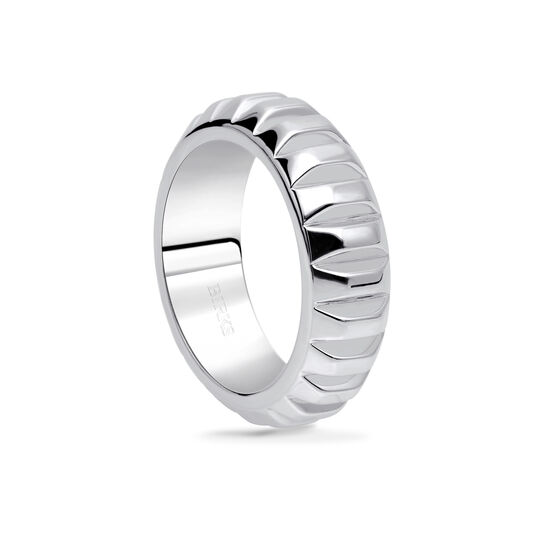 Front view of sterling silver textured ring from Birks Essentials image number 0
