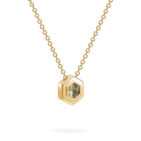 Yellow Gold Birthstone Pendant, Peridot