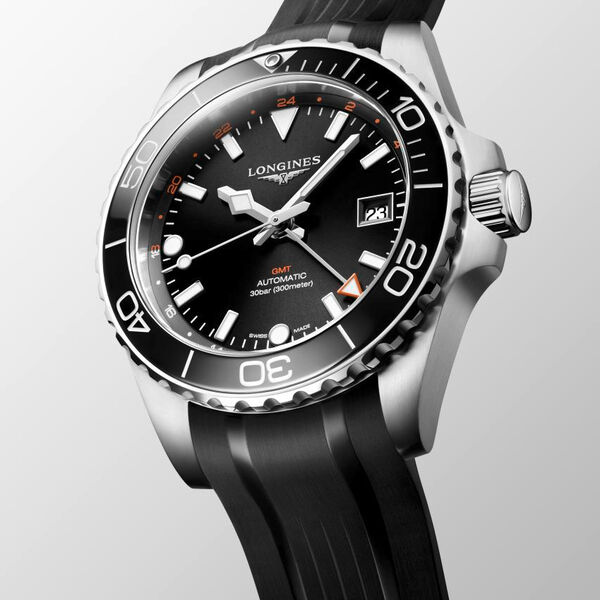 HydroConquest 41 mm GMT automatique en acier inoxydable