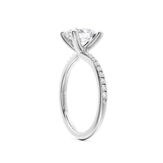 Birks Ros&eacute;e du Matin Platinum Oval Cut Diamond Engagement Ring with Diamond Band image number 1