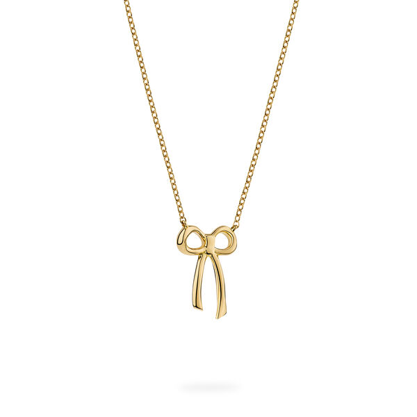 Yellow Gold Bow Pendant Necklace for Kids