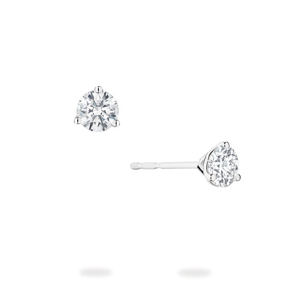 Round Cut 3-Prong Solitaire Diamond Earrings