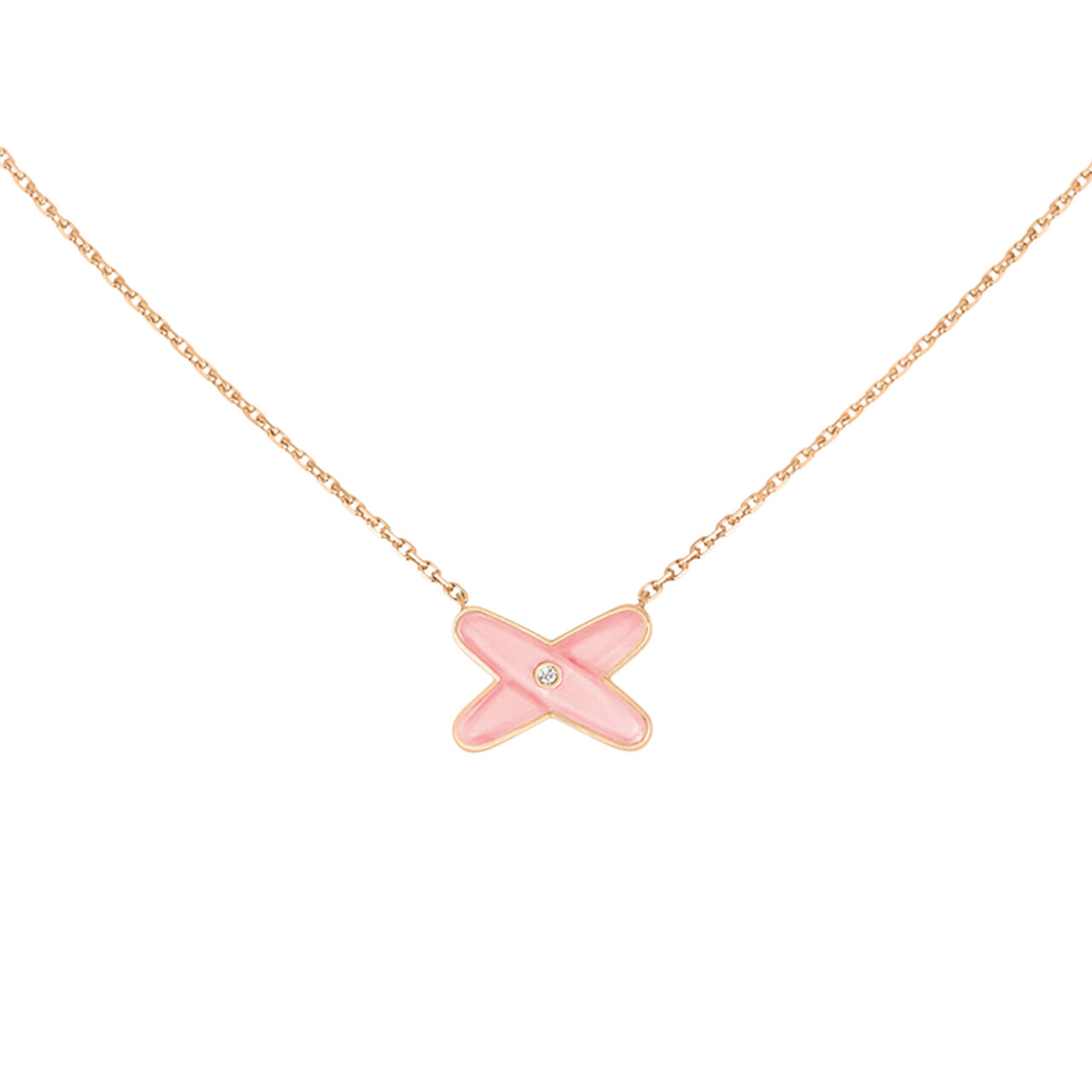 maison birks chaumet jeux de liens rose gold pink opal diamond necklace 082996 image number 0