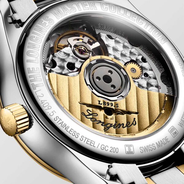 Master 34 mm phase de lune automatique en acier inoxydable, or jaune et diamants