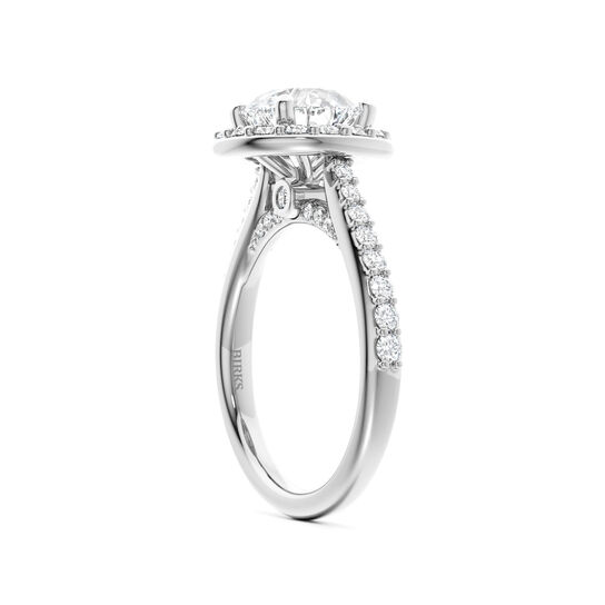 Birks 1879 Round Solitaire Diamond Engagement Ring With Halo And Diamond Band image number 3