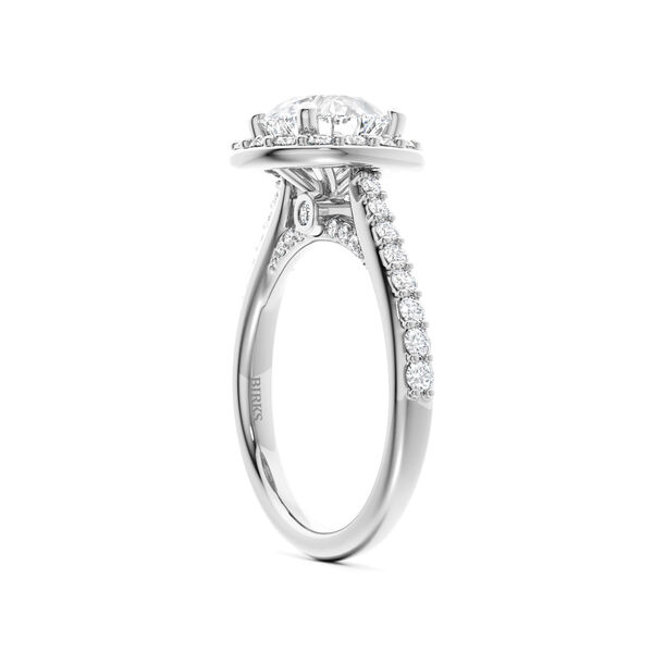 Round Solitaire Diamond Engagement Ring With Halo And Diamond Band