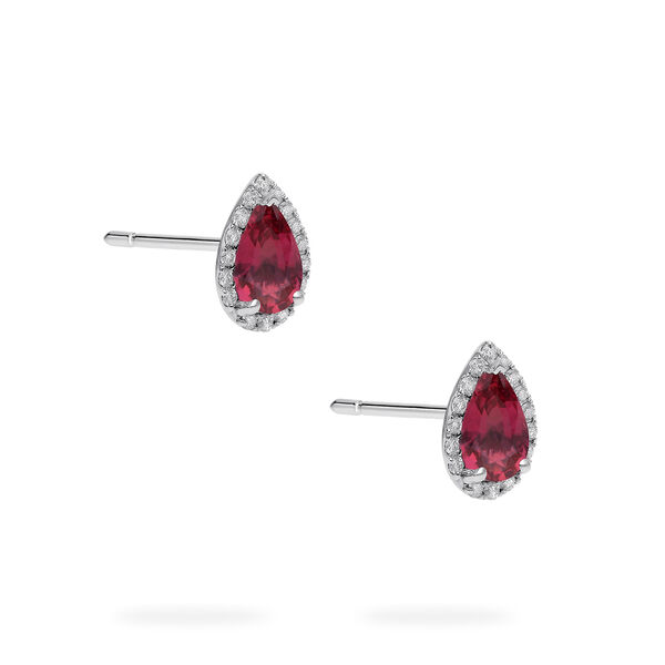 Boucles d'oreilles en or blanc avec rubis et diamants