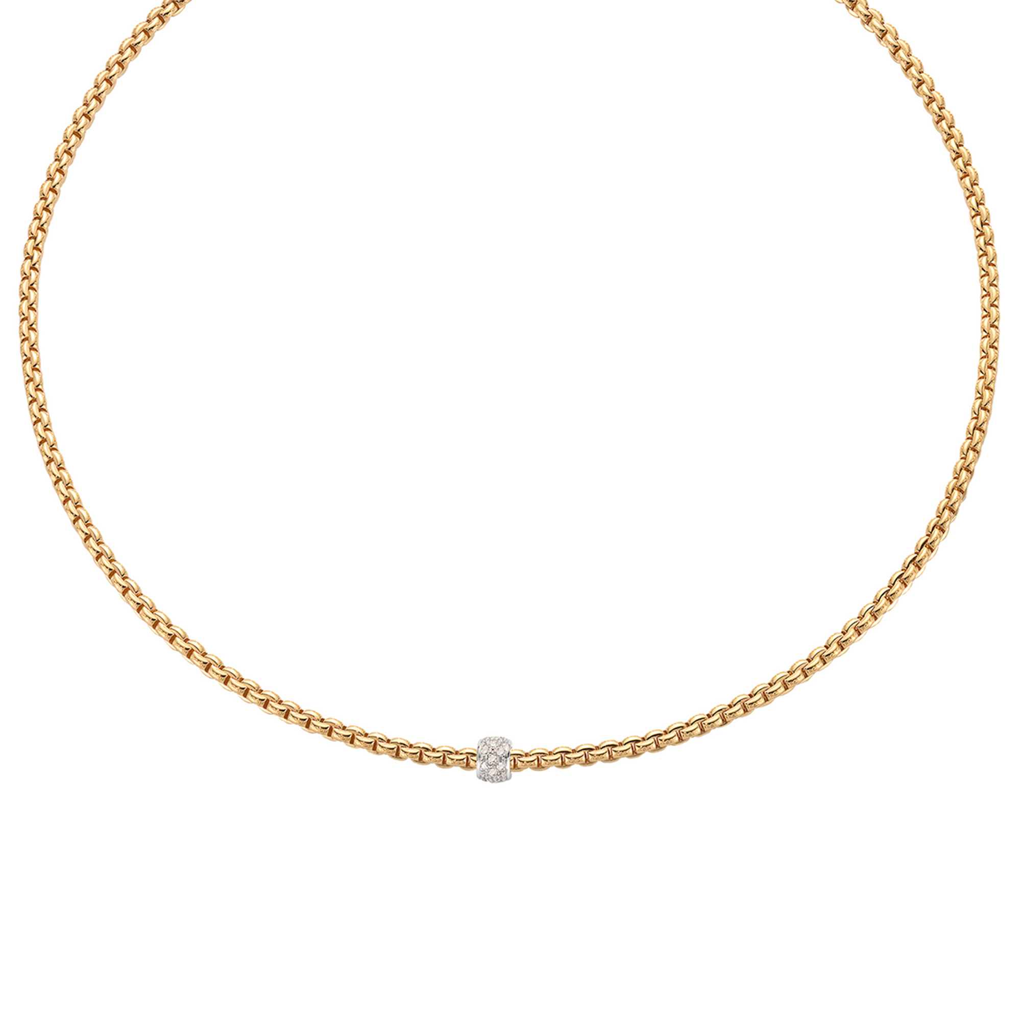 Eka Tiny Yellow Gold and Diamond Pavé Necklace