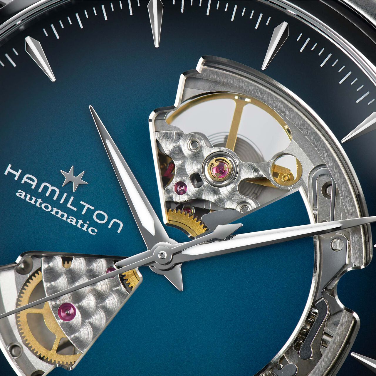 Hamilton Jazzmaster Open Heart 40 mm automatique en acier inoxydable image number 2
