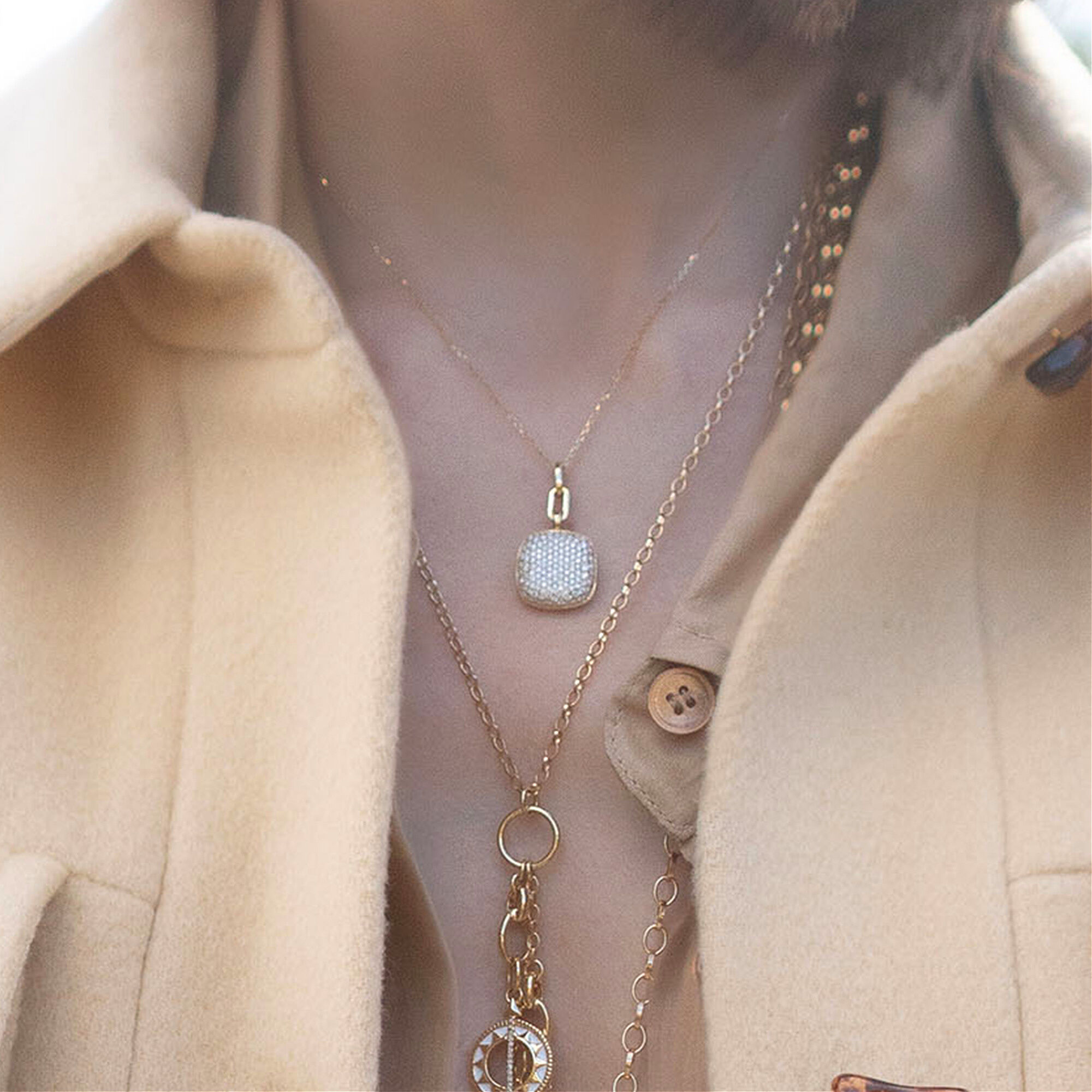 Slim Lockets Rae Yellow Gold and Diamond Pavé Infinity Pendant