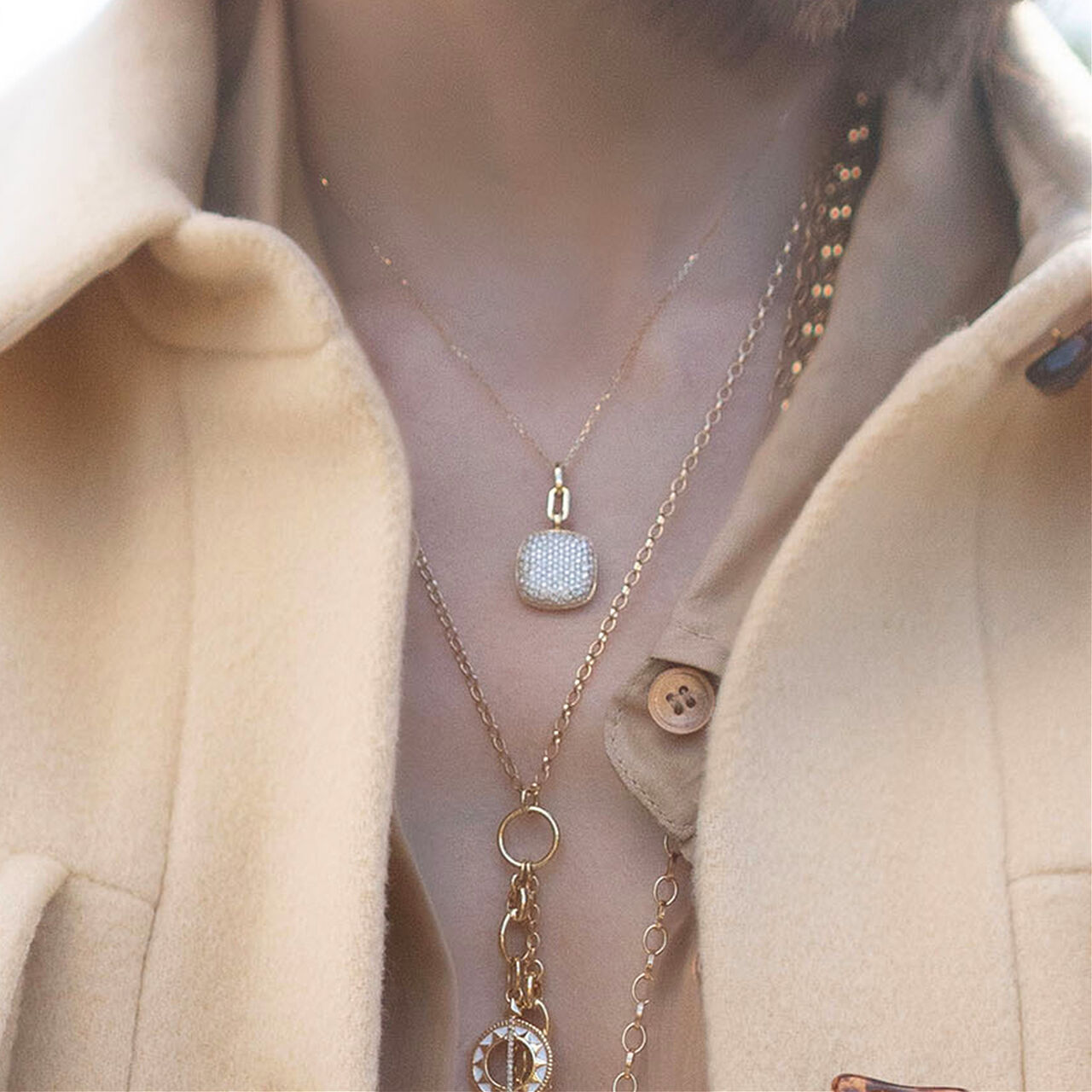 Monica Rich Kosann Yellow Gold Rae Locket with Diamond Pavé 450017323867 Model image number 1