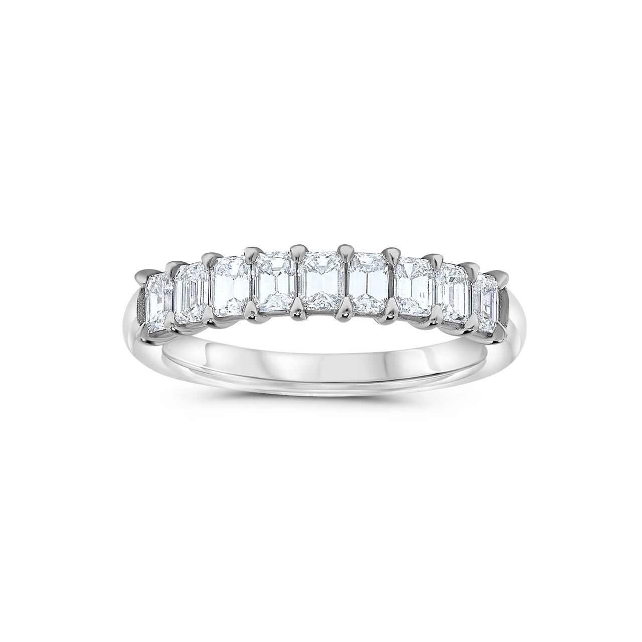 Platinum 9 Stone Emerald Cut Diamond Band image number 0