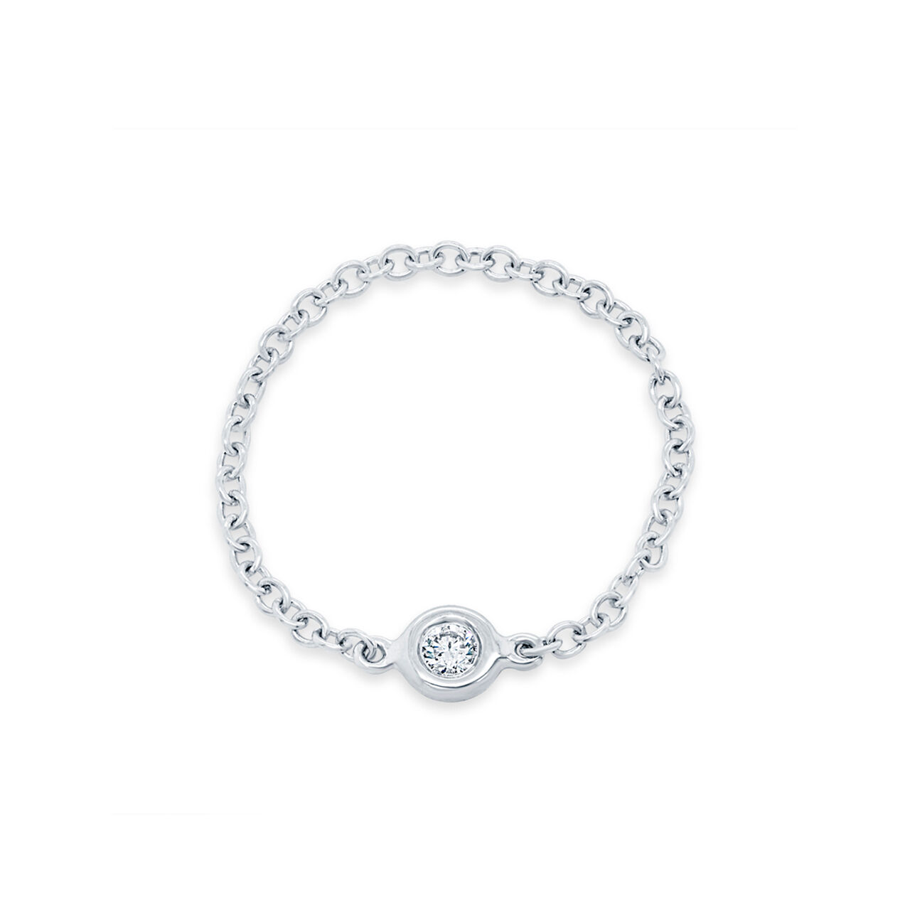 Shy Creation chain-style ring in white gold with diamonds image number 0