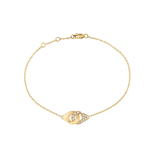 Bracelet Menottes R8 en or jaune avec pavé de diamants