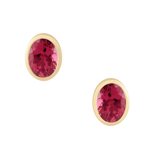 Pink Tourmaline Bezel Set Studs image number 1