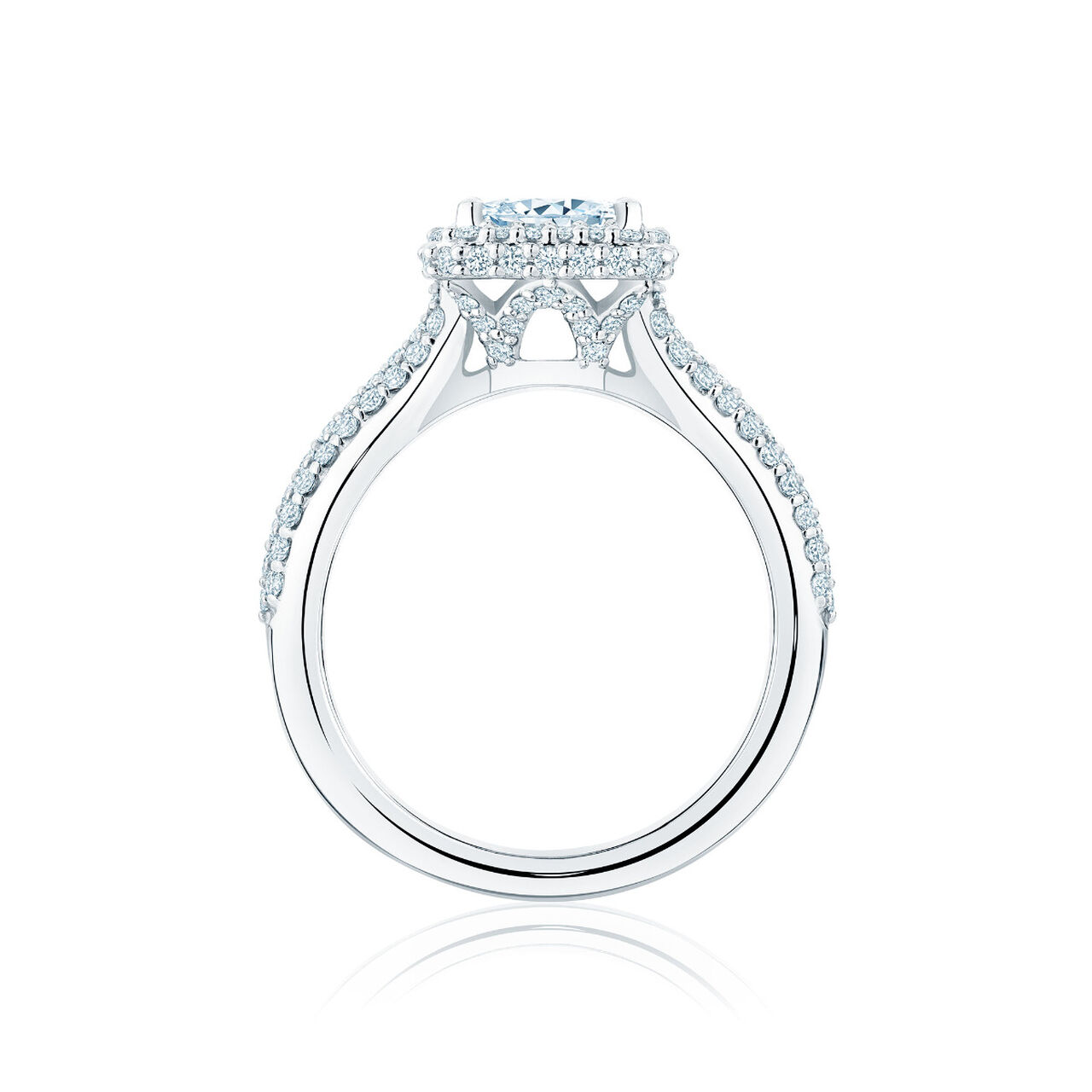 bijoux birks square phillips single halo princess cut diamond engagement ring with pave band image number 3