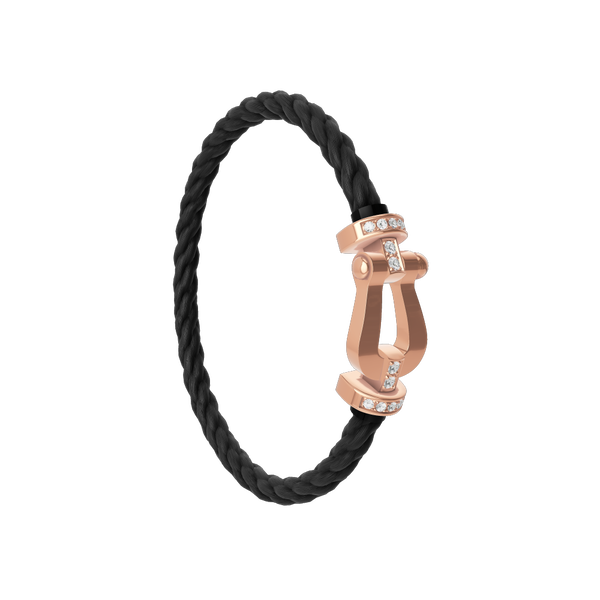 Bracelet cable Force 10 en or rose avec pavé de diamants, grand modèle