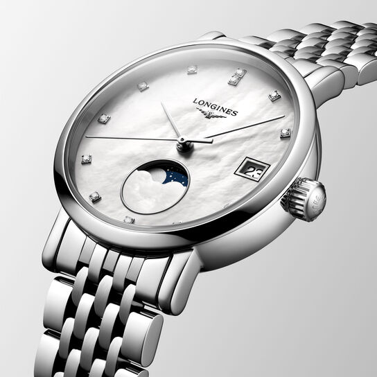 Longines Elegant Quartz Moonphase 30 mm Stainless Steel and Diamond  L4.330.4.87.6 image number 1