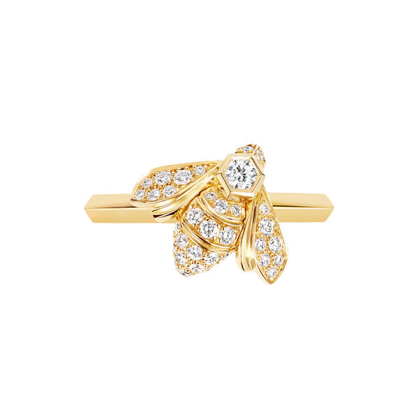 Bee De Chaumet Yellow Gold and Diamond Pavé Ring