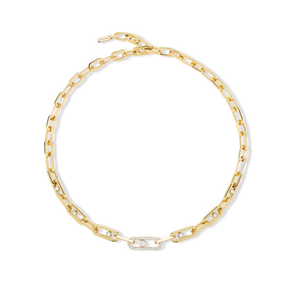 Collier Move Link en or jaune avec diamants