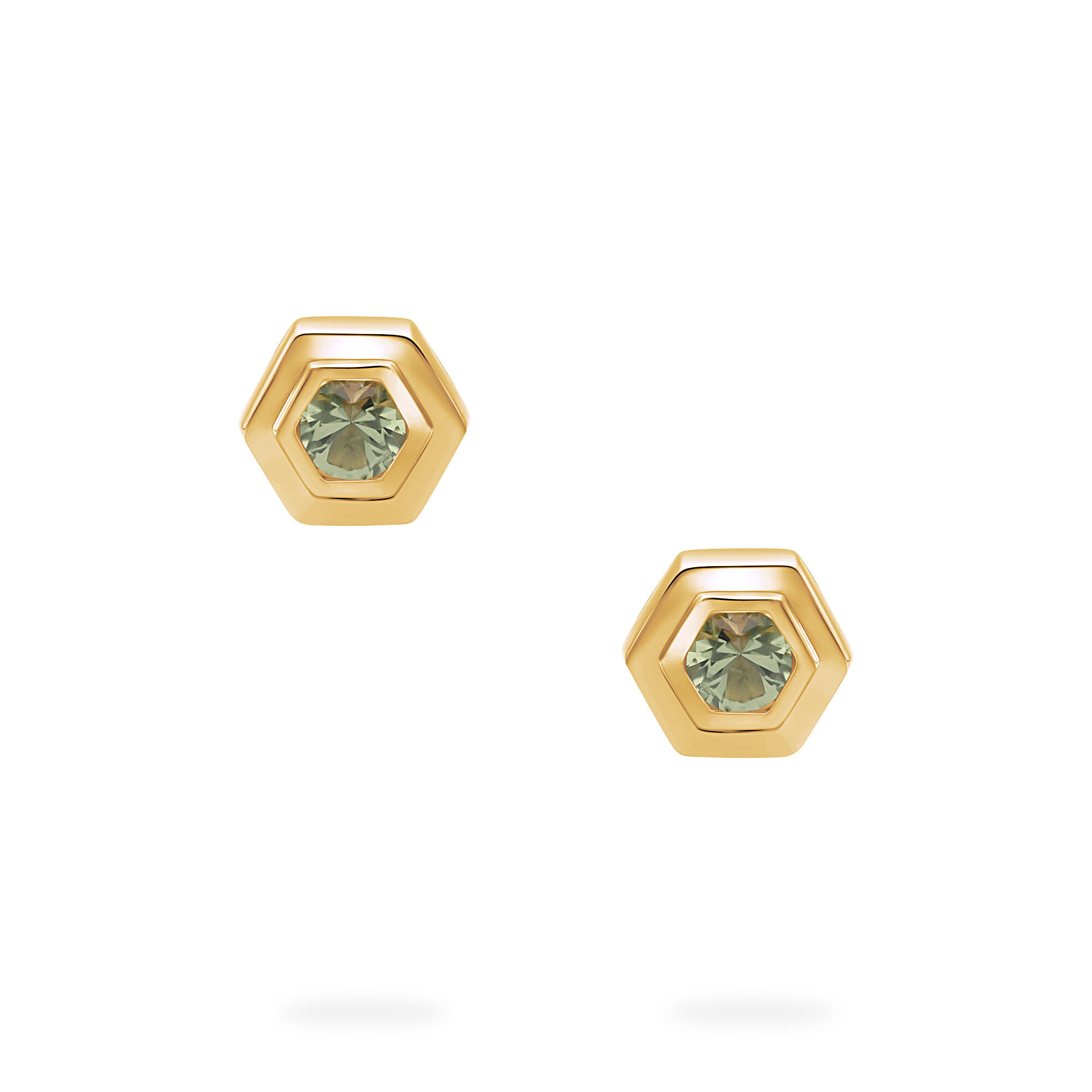 Yellow Gold Birthstone Earrings, Peridot