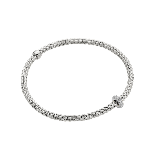 Bracelet Prima Flex'it en or blanc avec pavé de diamants, Moyen