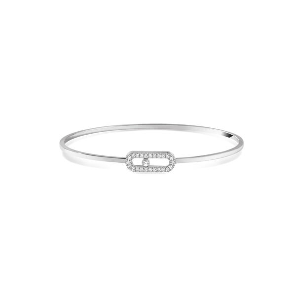Move Uno Small White Gold and Diamond Flex Bangle