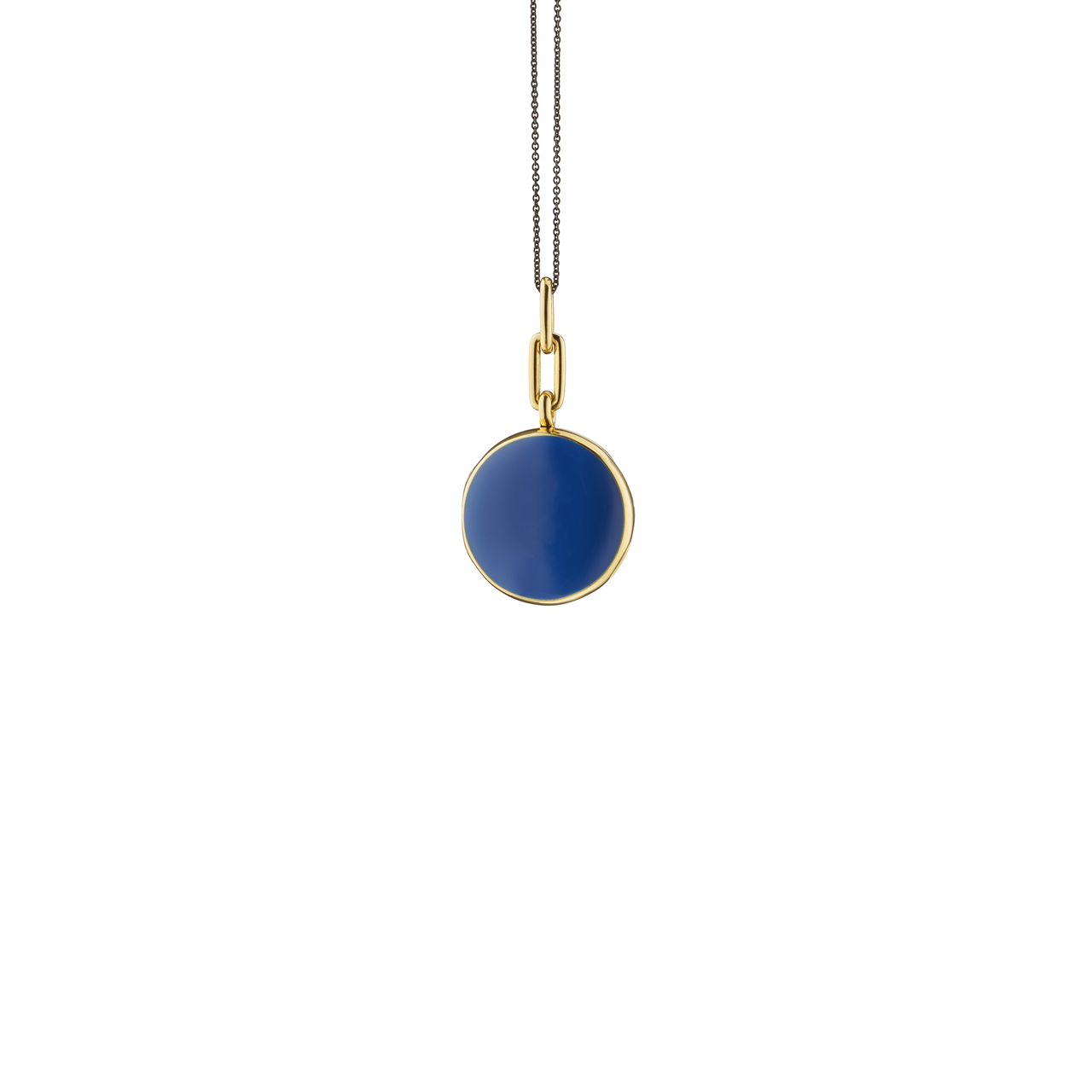 Locket X Color Yellow Gold Vermeil, Navy Enamel and Blue Sapphire Round Pendant image number 2