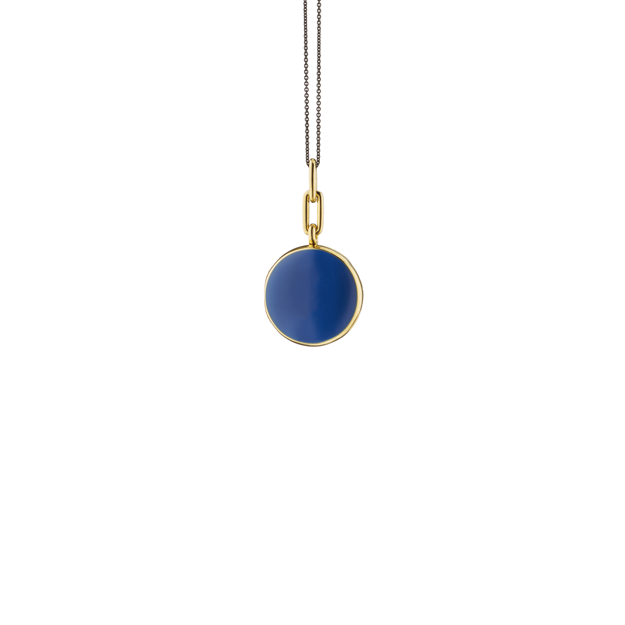 Médaillon Round Locket X Color en vermeil d'or jaune avec émail et saphir bleu image number 2