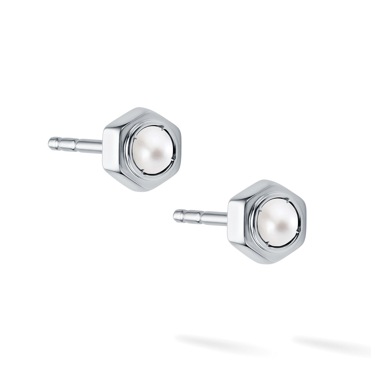Pearl and Silver Stud Earrings image number 2
