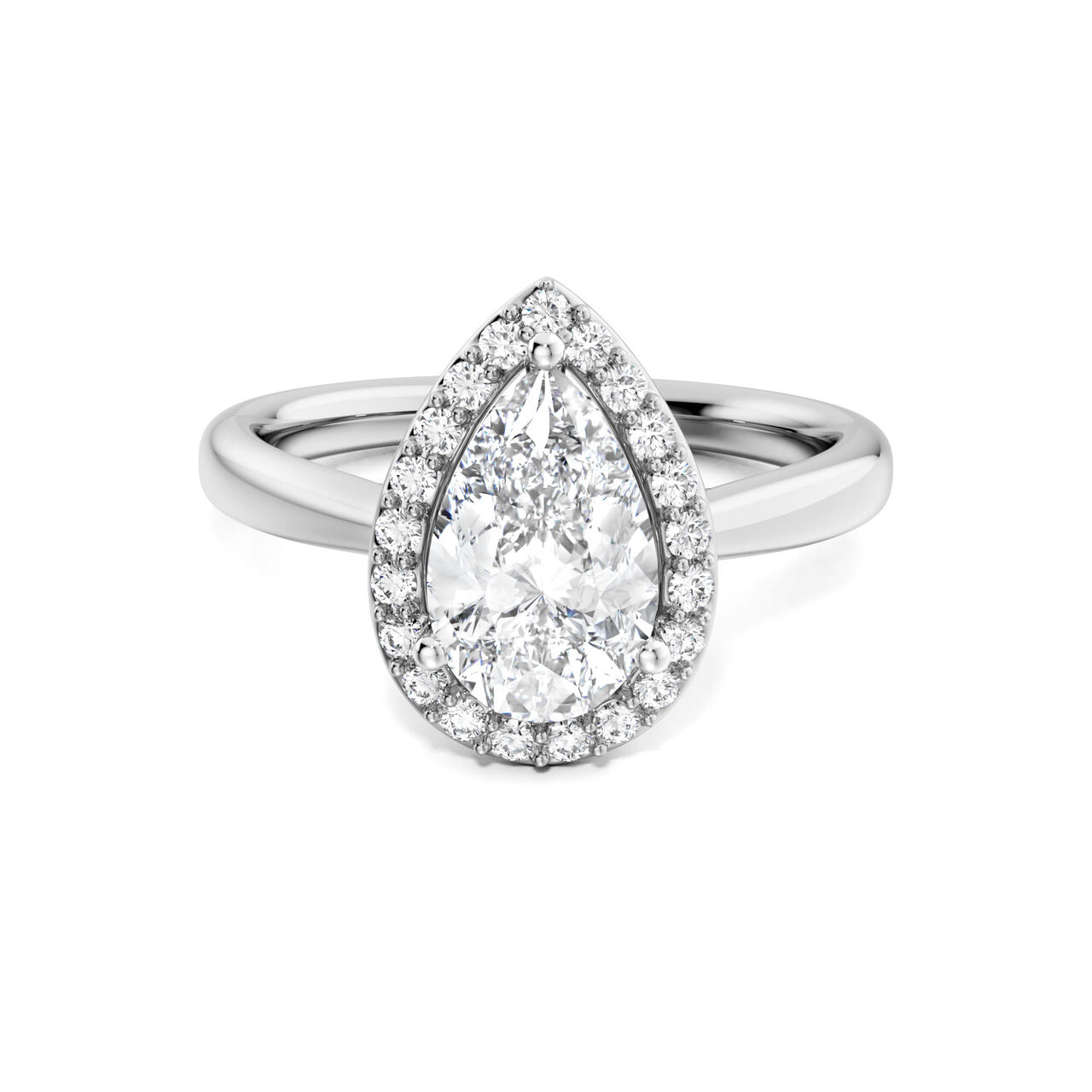 Birks 1879 Pear-Cut Diamond Engagement Ring with Halo in White Gold image number 0