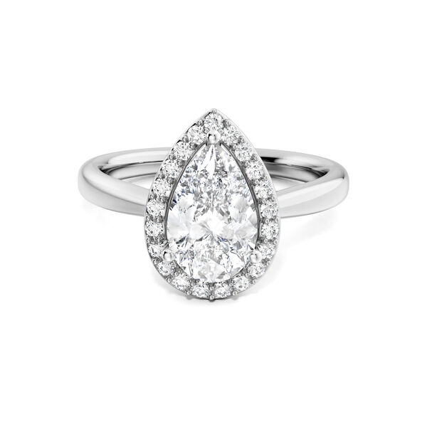 Pear-Cut Diamond Engagement Ring with Halo in White Gold
