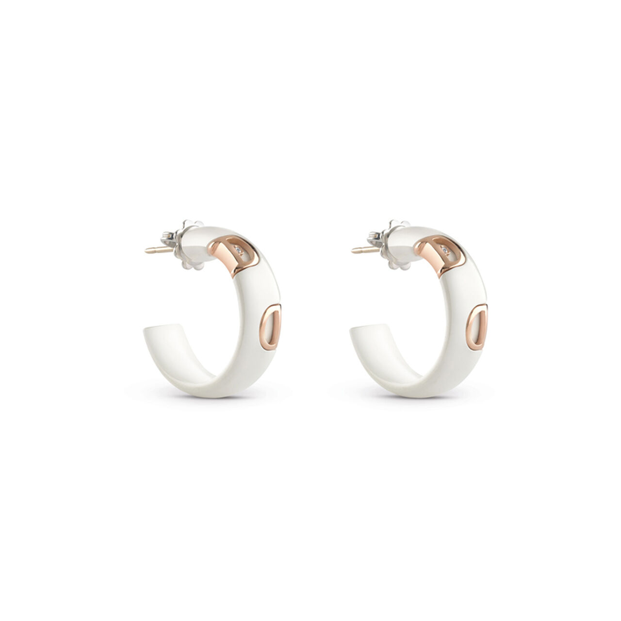 Damiani D.Icon White Ceramic, Rose Gold and Diamond Hoop Earrings 20059341 Front image number 0