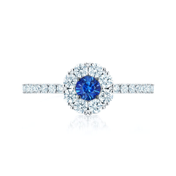 Diamond Pavé Cluster Ring with Sapphire