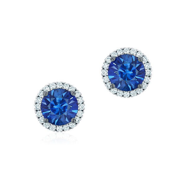 Sapphire Earrings with Diamonds