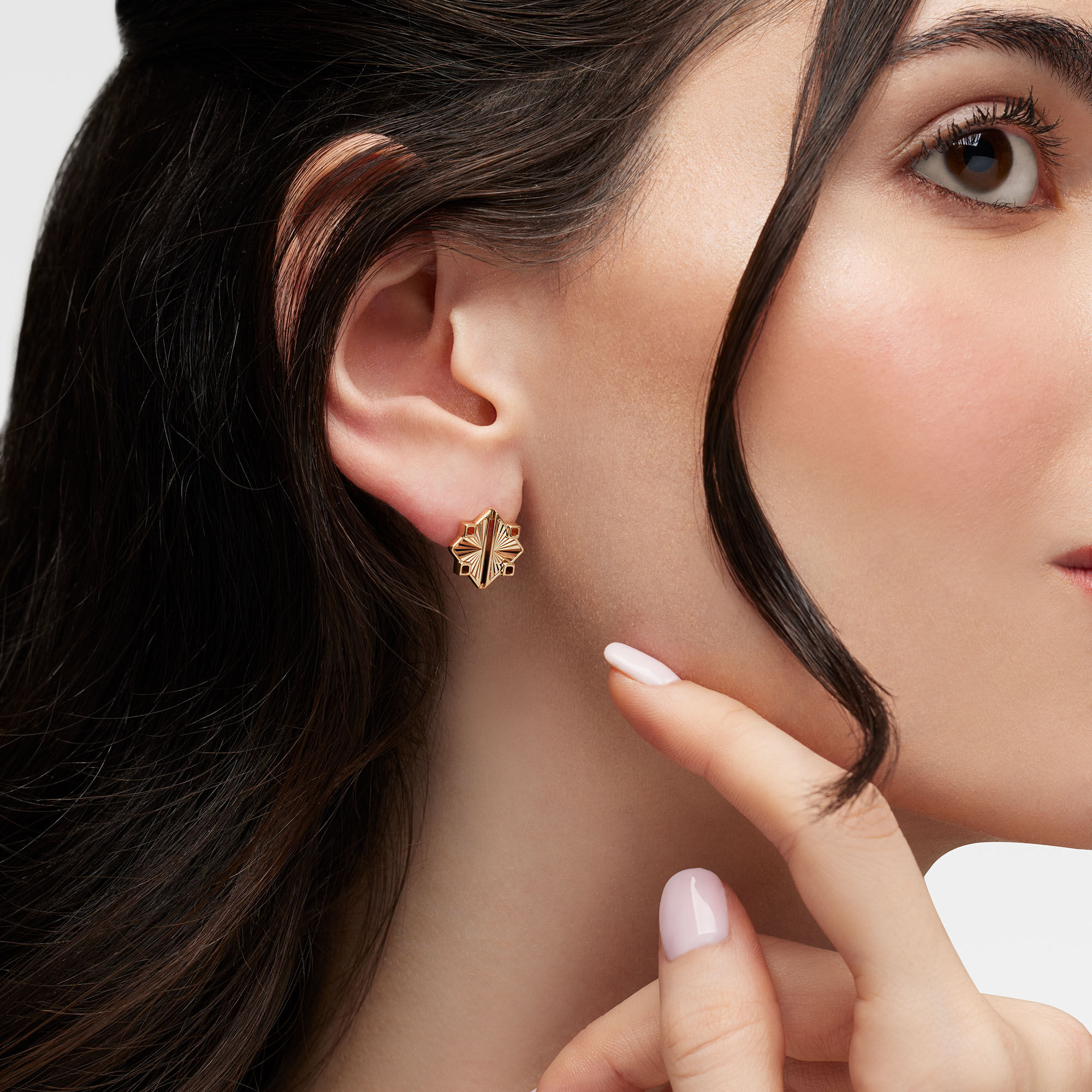 Guilloché Yellow Gold Earrings, Small